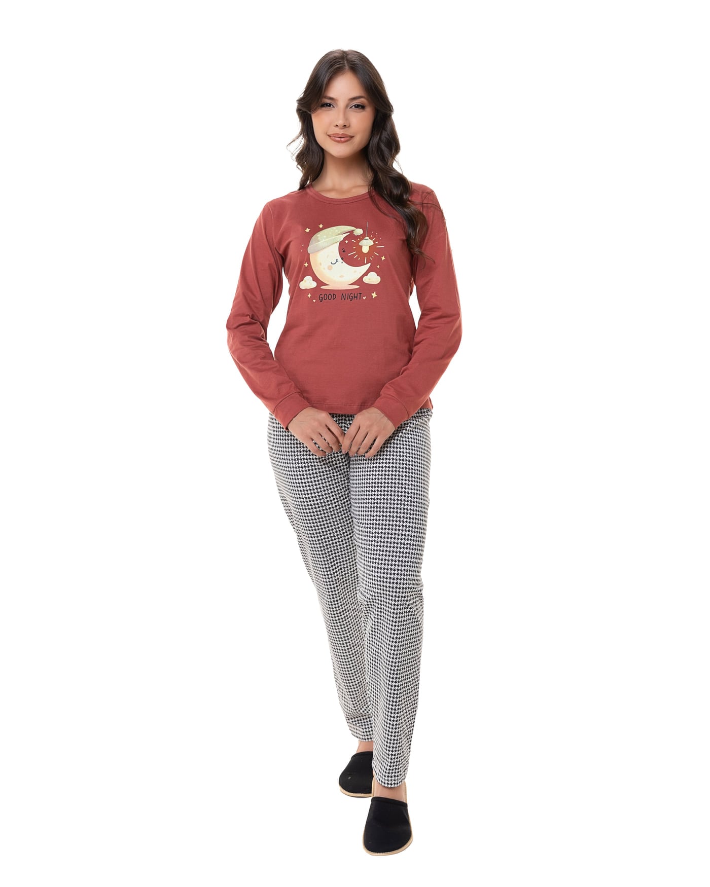 Pijama longo 100% algodão estampado, ref. 22162