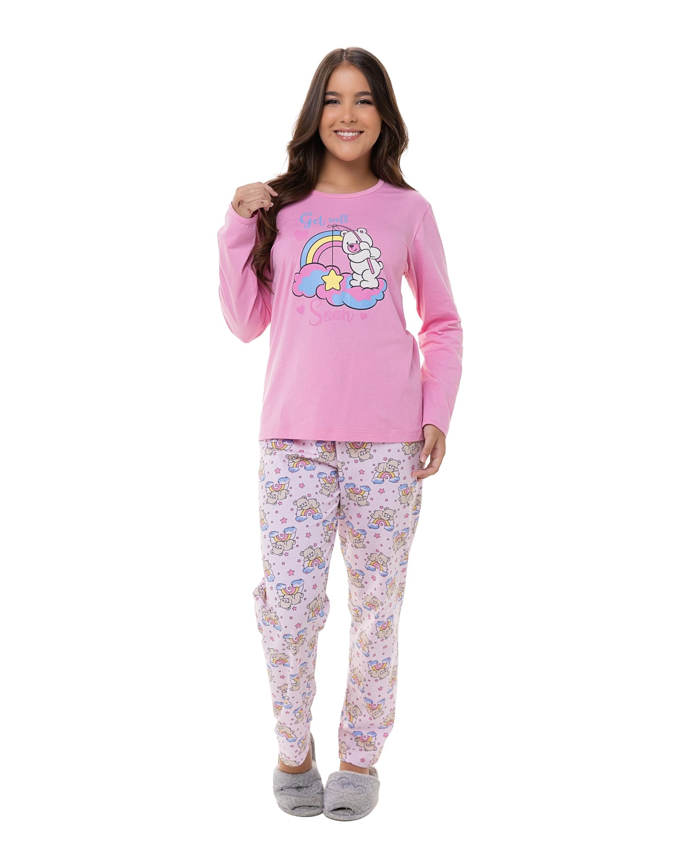 Pijama longo 100% algodão juvenil, ref. 22166