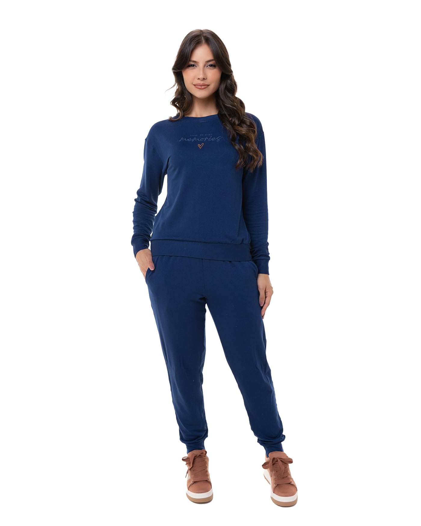 Pijama longo moletinho visco feminino, ref. 22213