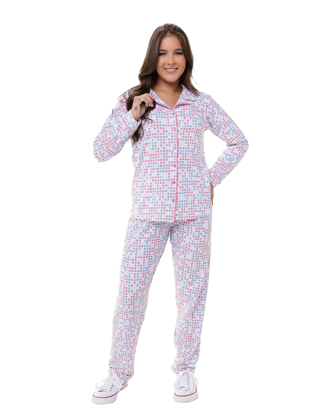 Pijama americano longo juvenil 100% algodão, ref. 22531