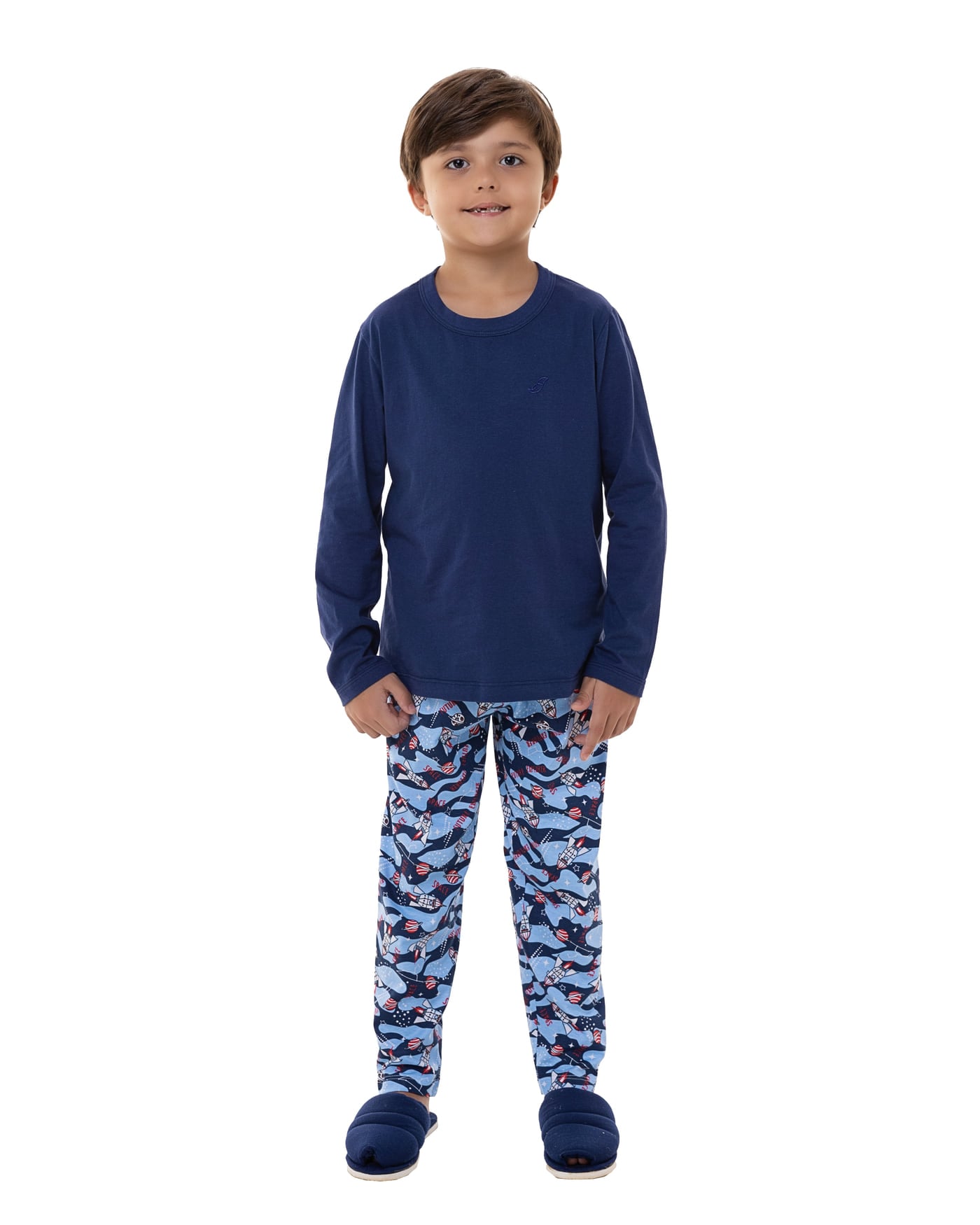 Pijama infantil longo masculino 100% algodão, ref. 2256