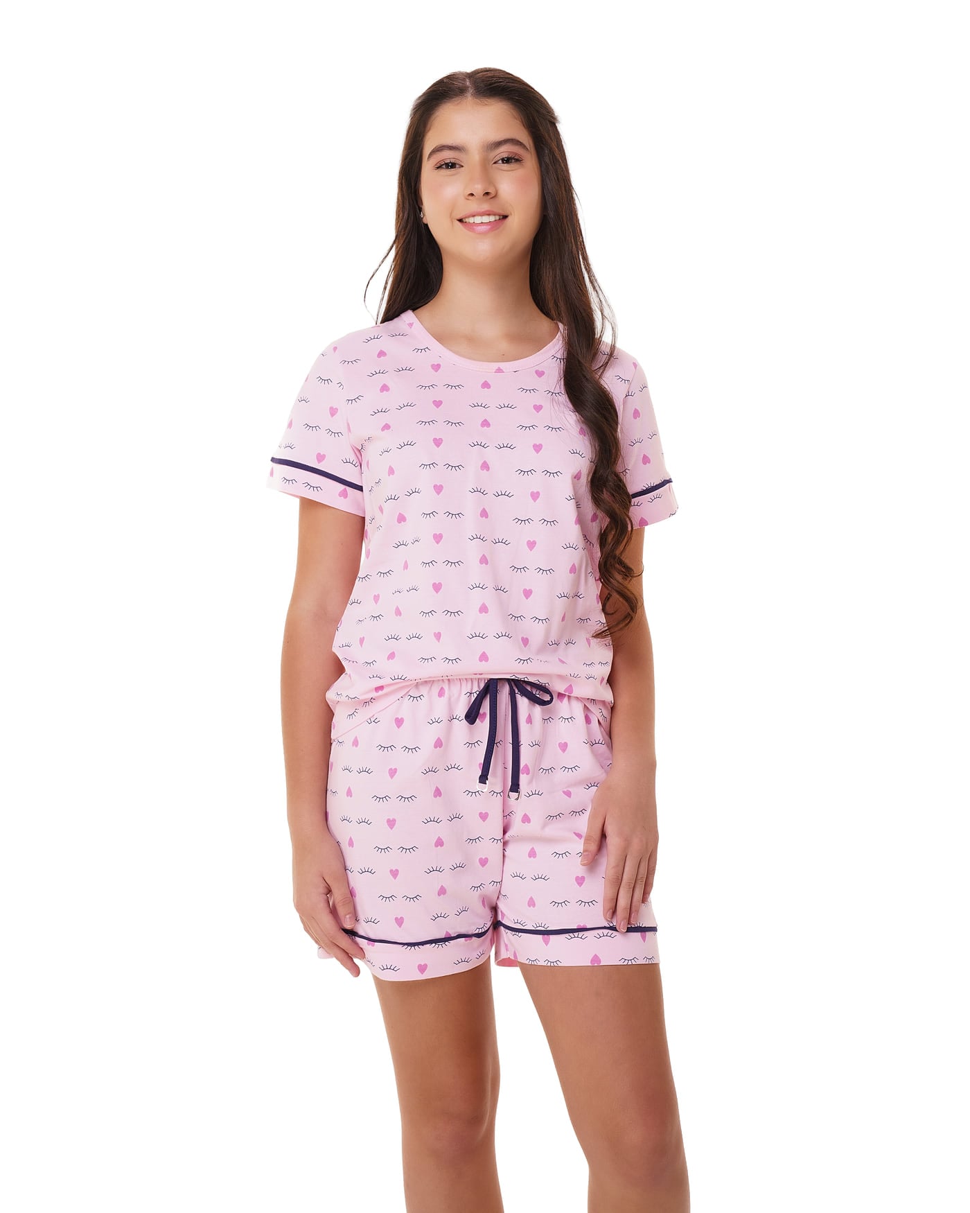 Pijama estampado 100% algodão juvenil, ref. 221111