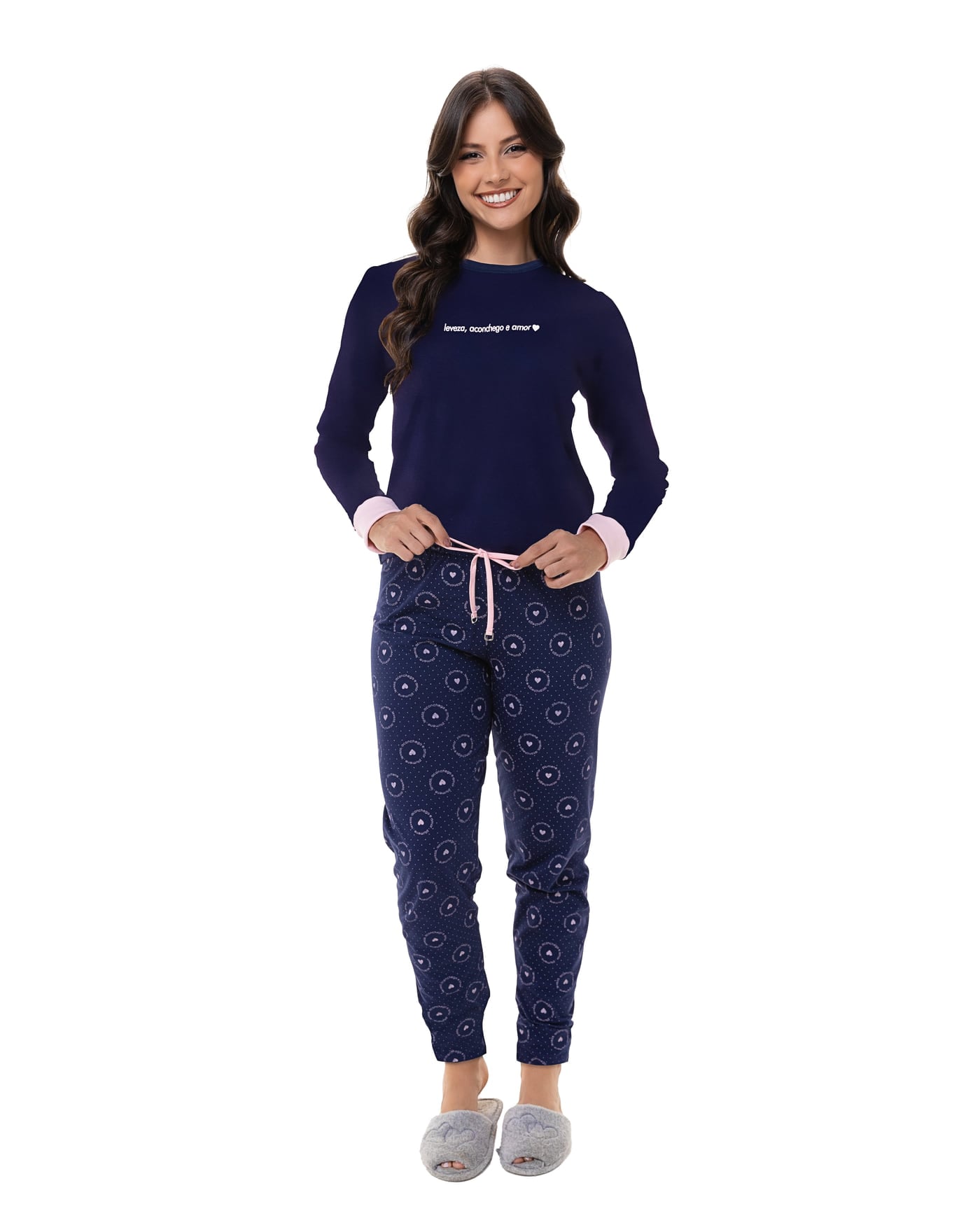 Pijama longo algodão estampa exclusiva feminino, ref. 22218