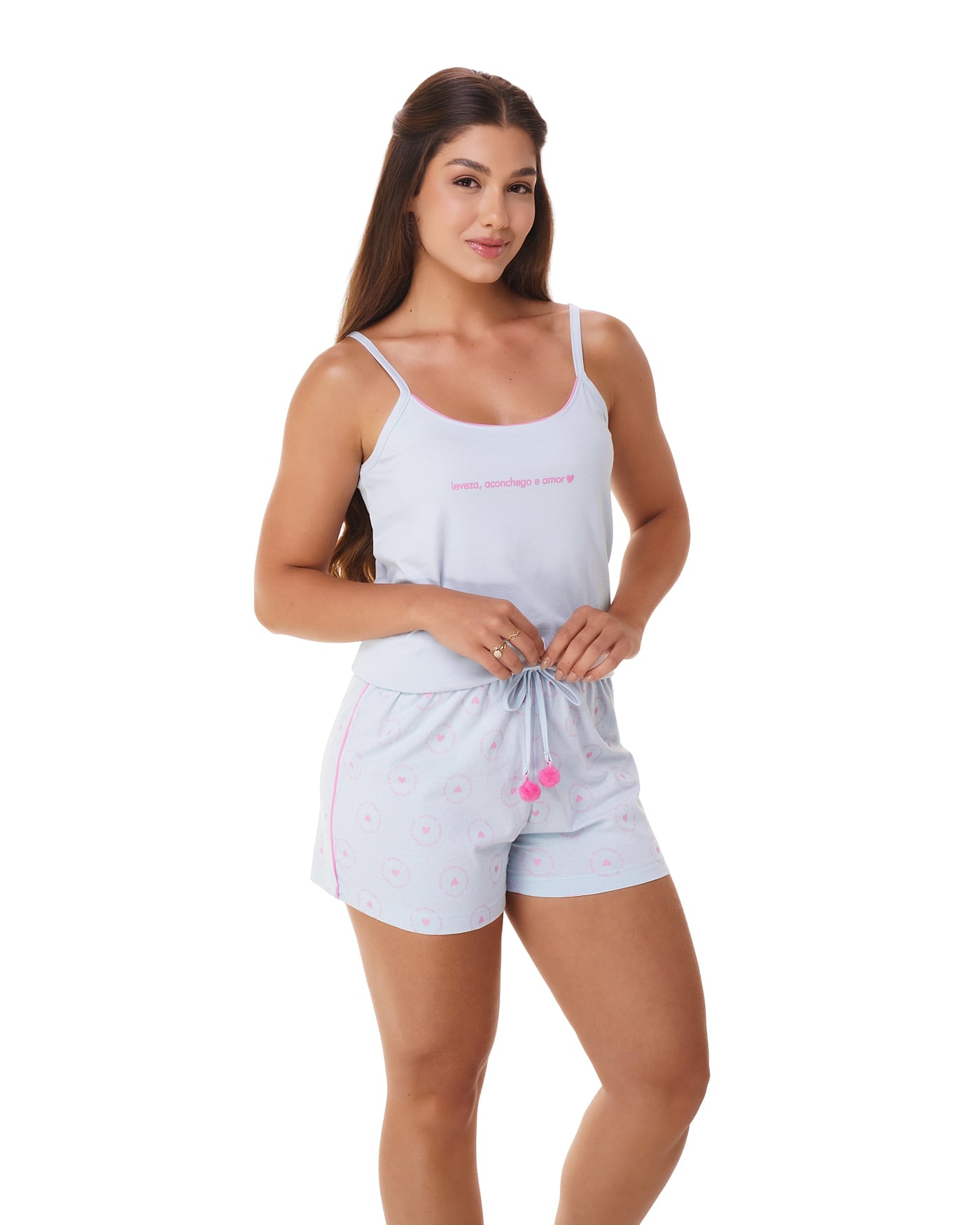 Pijama feminino de alça 100% algodão, ref. 22243