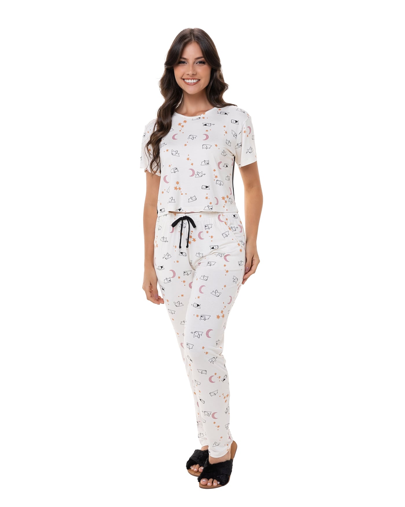 Pijama cropped com calça Viscoflex, ref. 2240
