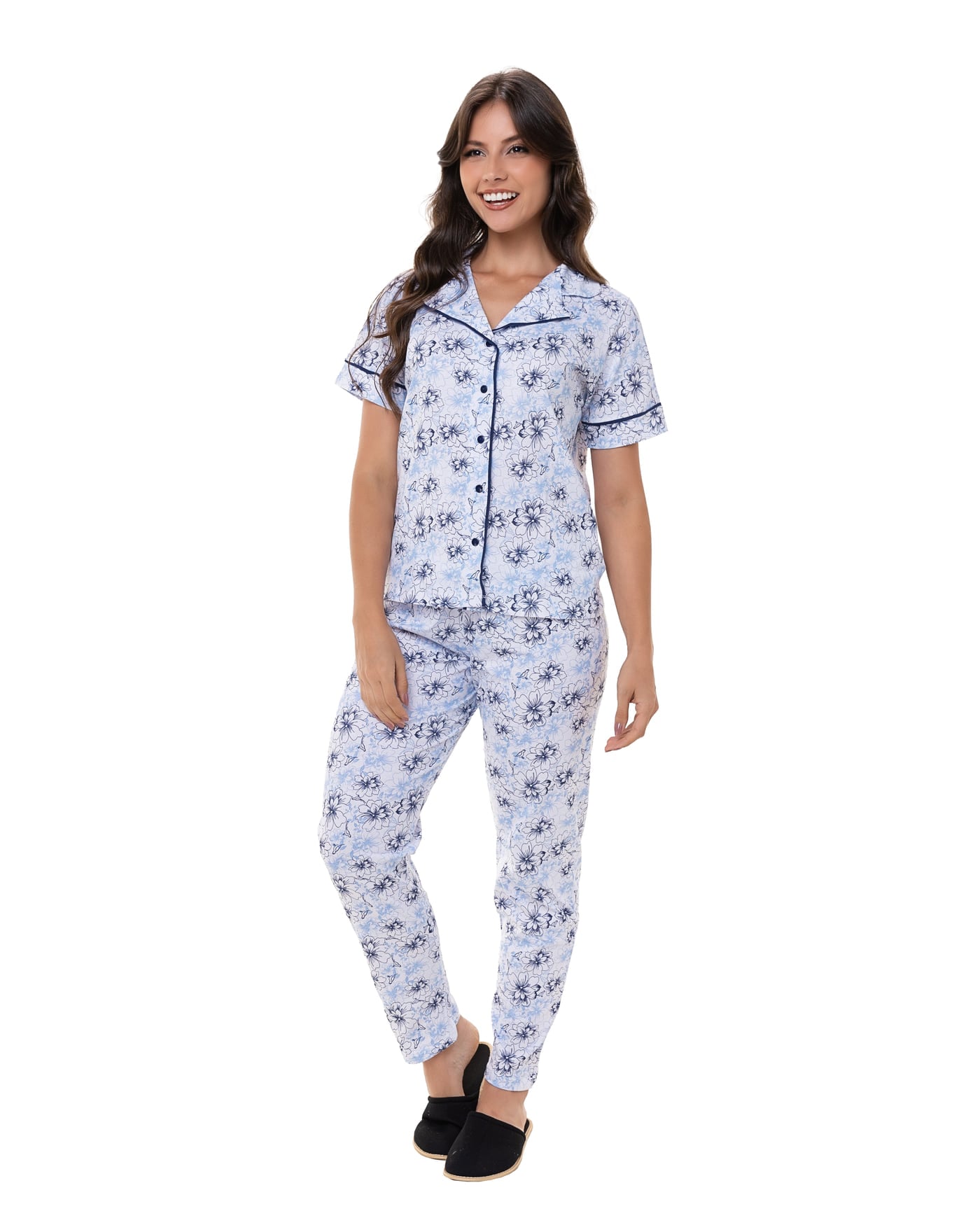 Pijama americano com calça 100% algodão, ref. 2270