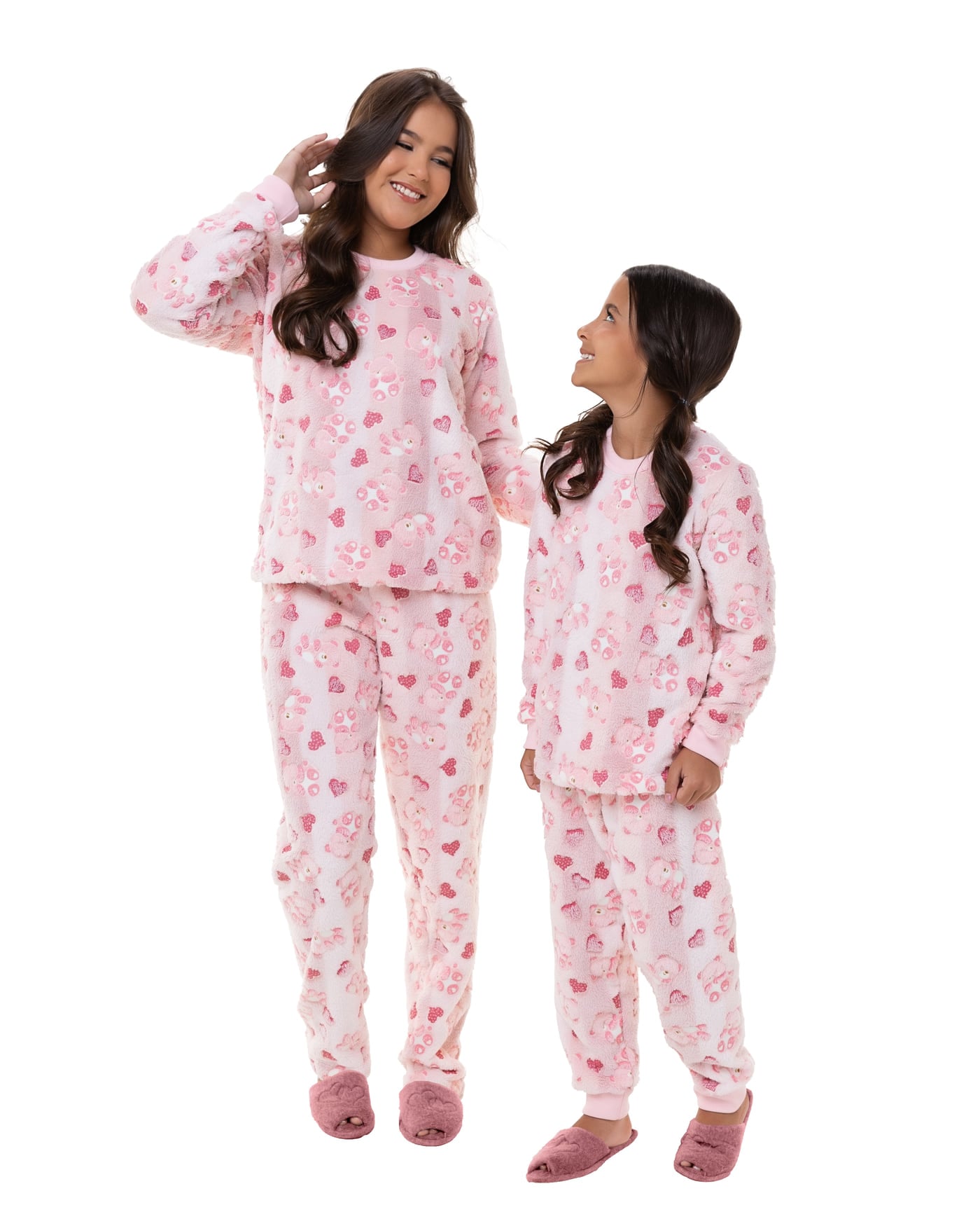 Pijama longo de fleece juvenil feminino, ref. 22831